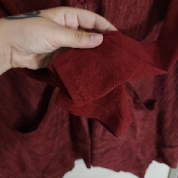 Logo Lori Goldstein Womens Jacket Red Heathered Ultrasuede Zip Up Hanky Tunic M - Picture 6 of 10